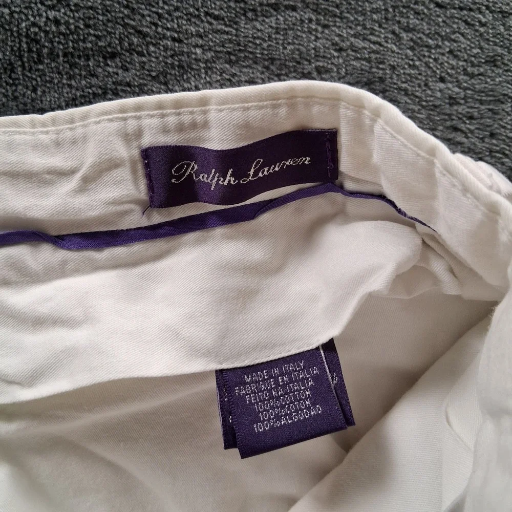 Ralph Lauren Purple Label Trousers Mens 40 White Cotton Made in Italy Wide Leg
